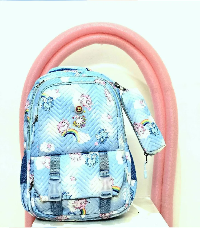 1294 backpack school (5) کوله پشتی مدرسه طرح ابر و رنگین کمان مدل Rainbow - تصویر 1
