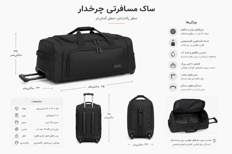 اینفوگرافیک ساک مسافرتی چرخدار